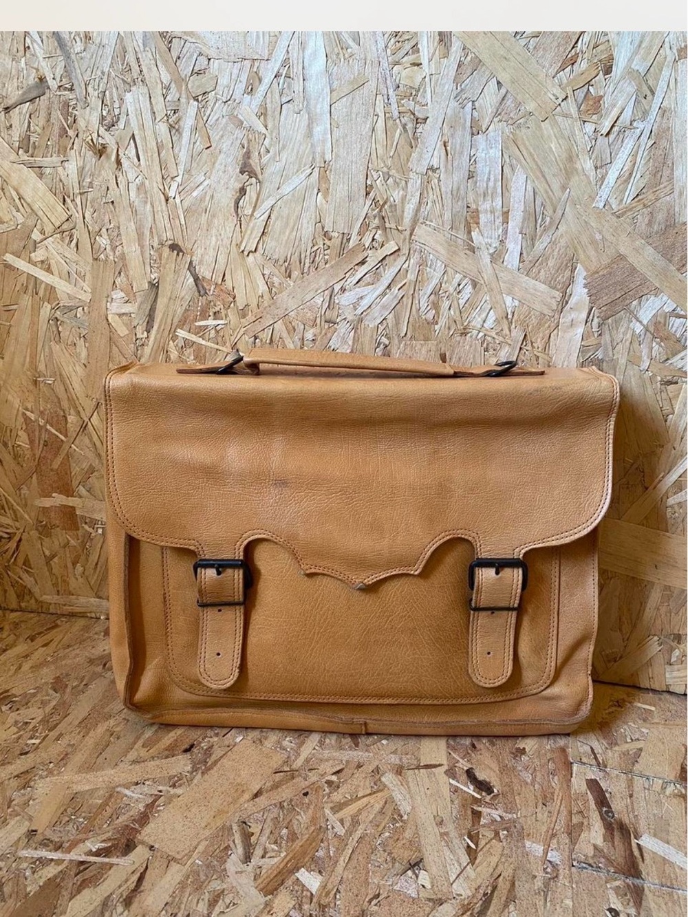 Men's Leather Briefcase Satchel in Tan